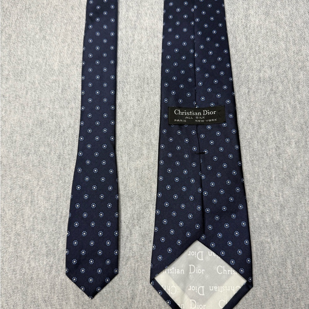 Dior Blue Polka Dot Silk Tie